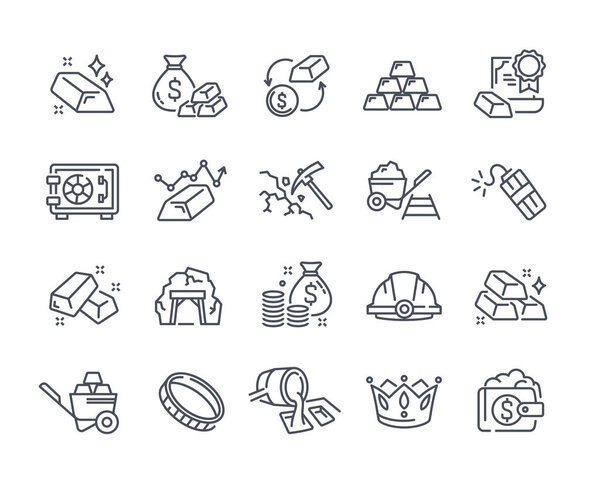 Set of black and white gold icons