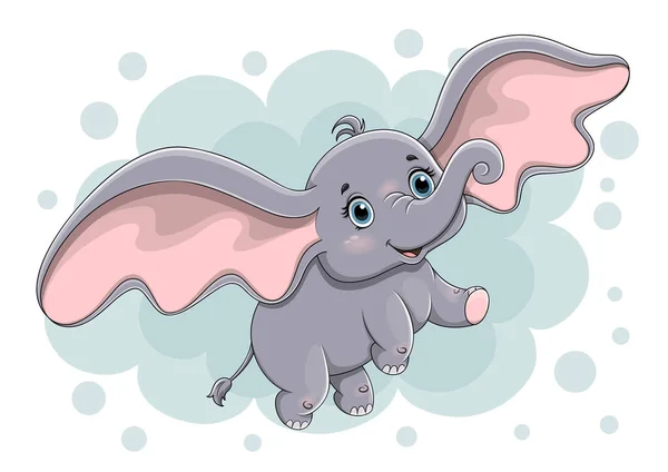 かわいい赤ちゃん象が飛んで — ストックベクタ