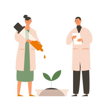 Genç erkek ve kadın bilim adamları araştırma ekibinde çalışıyor.