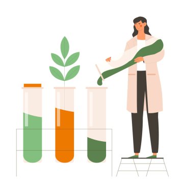 Genç bilim kadını araştırma ekibinde çalışıyor.