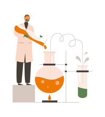 Genç bilim adamı araştırma ekibinde çalışıyor.