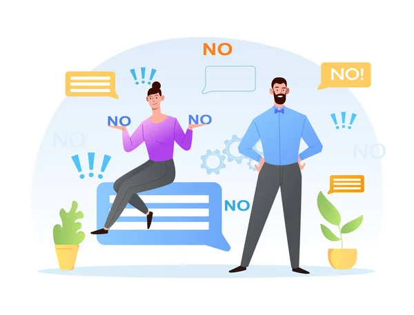 Male and female business people are saying no — Stock Vector