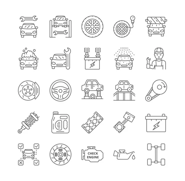 Iconos de línea de servicio de coche — Archivo Imágenes Vectoriales