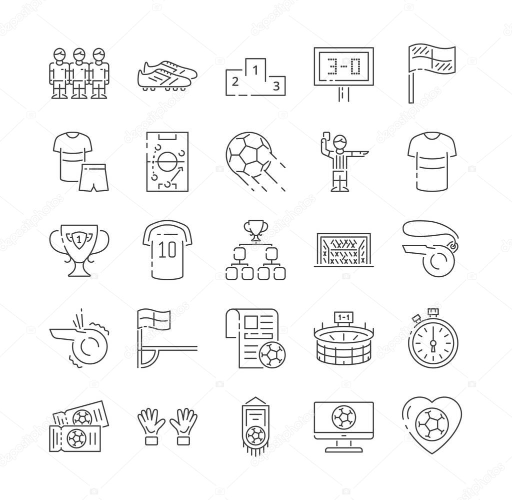 Collection of Soccer Related Line Icons