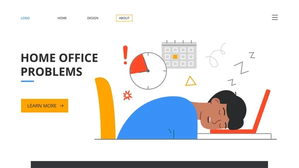 Freelancer man sleeping at work — Stockvektor