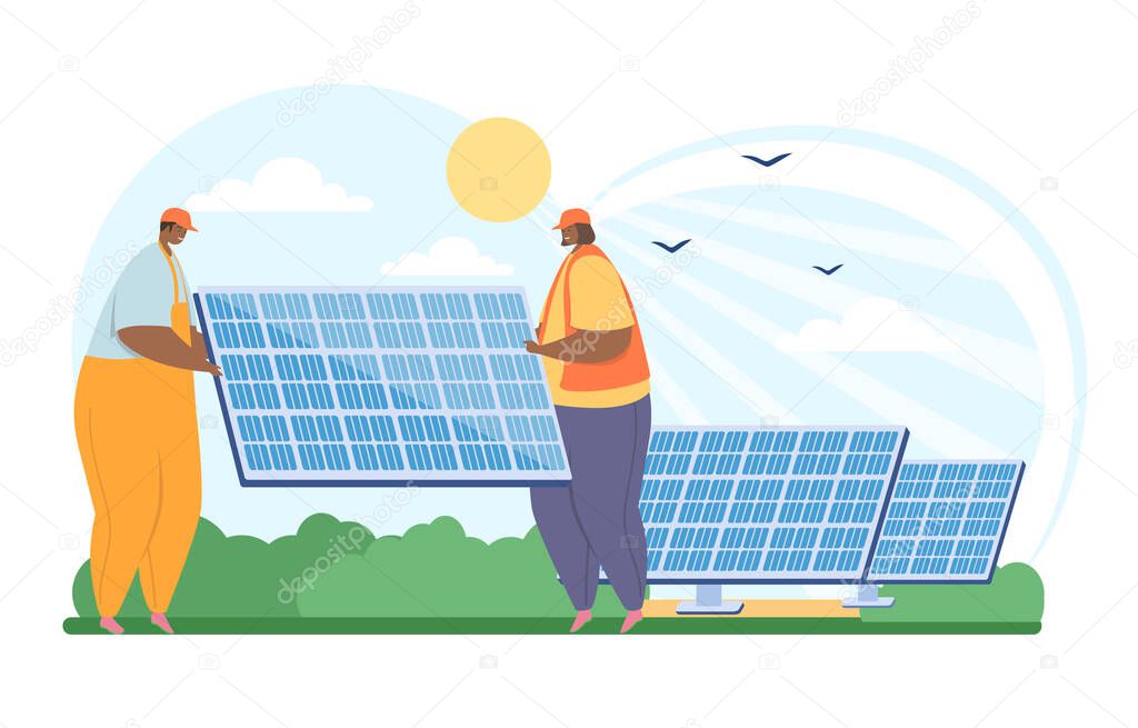 Solar cell team service or install power plant.