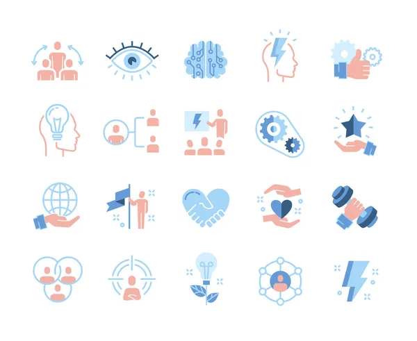 Colored leadership traits icons collection — Stock Vector