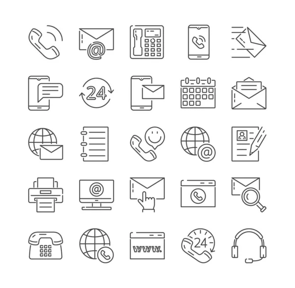 Gran conjunto de iconos de comunicación empresarial para Contáctenos — Vector de stock