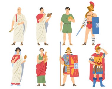 Roman citizens and warriors collection clipart