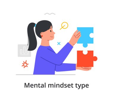 Mental mindset type with woman with logistical mind clipart