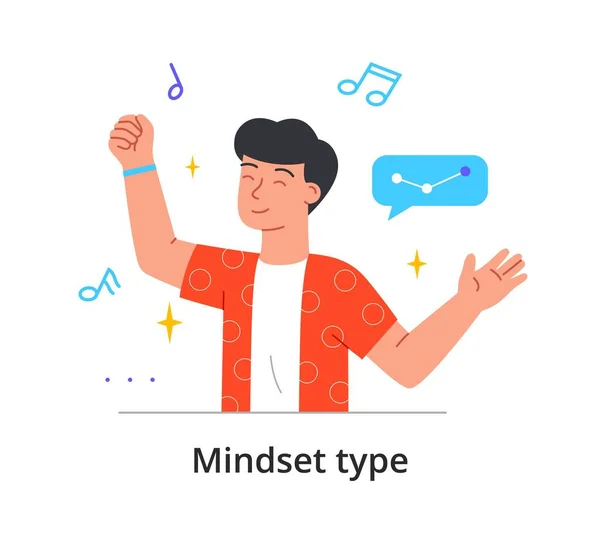 Mindset type series of man with creative musical personality — Stock Vector