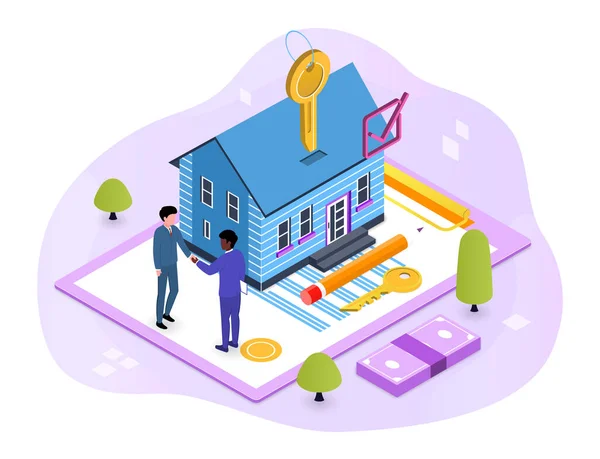 Huislening, huur en hypothecair concept. — Stockvector