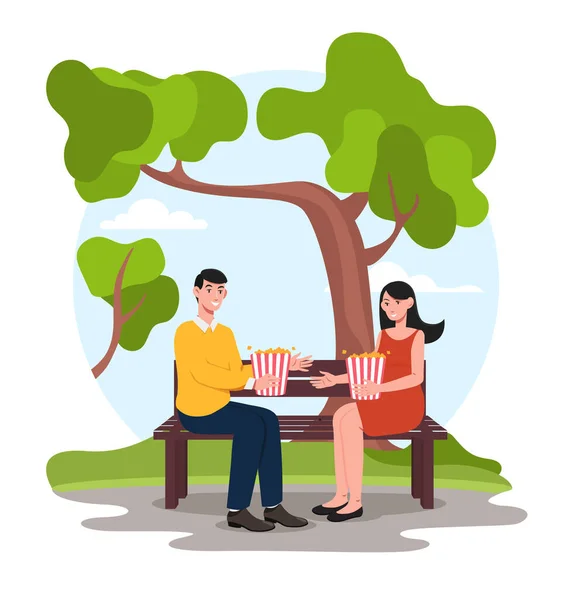 Mensen eten popcorn.. — Stockvector