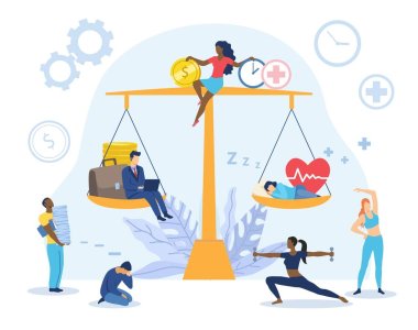 Balance between work and health concept clipart