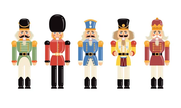 Funny figurines soldiers of various historical periods — Stock Vector