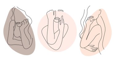 İç çamaşırlı, soyut, minimalist kadın figürü.