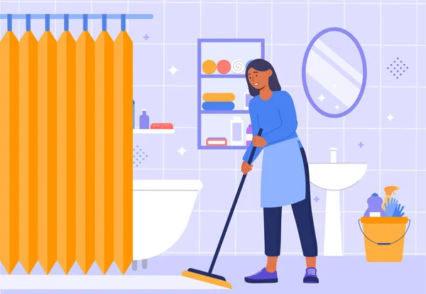 Limpeza conceito Banheiro —  Vetores de Stock