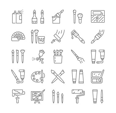 Basit fırçalar ve boyama çizgisi simgeleri