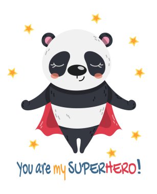 Kırmızı pelerinli küçük Panda Süper Kahramanı