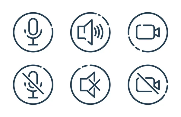 Speaker, Mic and Video Camera related icons — Stock Vector