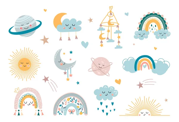 Elementos decorativos niños — Vector de stock