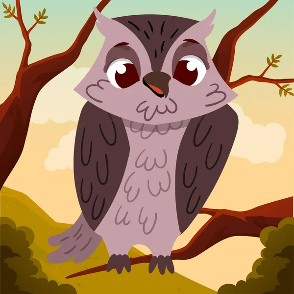 Cute Cartoon Owl — Stock Vector