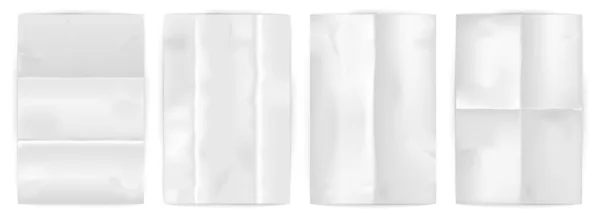 Conjunto de papel arrugado en blanco sobre fondo blanco — Vector de stock