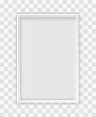Şeffaf arkaplanda beyaz boş resim çerçevesi