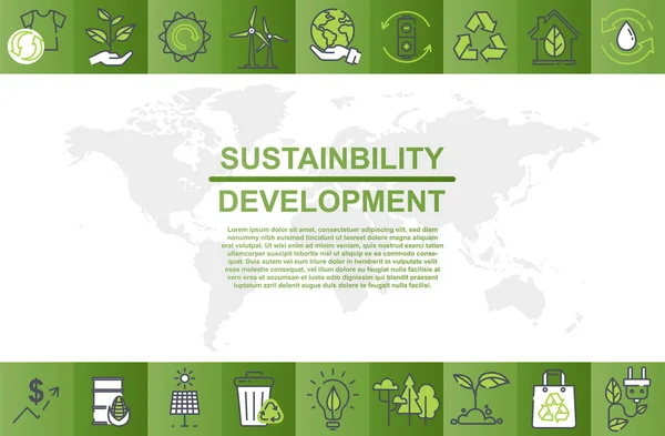 Desain poster berwarna untuk pembangunan keberlanjutan dan bisnis industri hijau global. - Stok Vektor