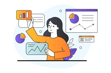 Genç kadın karakter SMM strateji süreçlerini yönetiyor