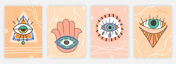 Conjunto de lindas cubiertas abstractas modernas sobre fondo pastel — Vector de stock