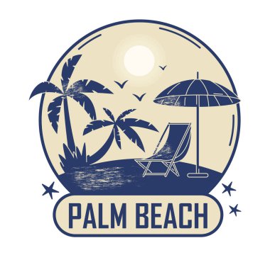 Beyaz arka planda klasik grafik tarzıyla Palm Beach 'e hoş geldiniz.