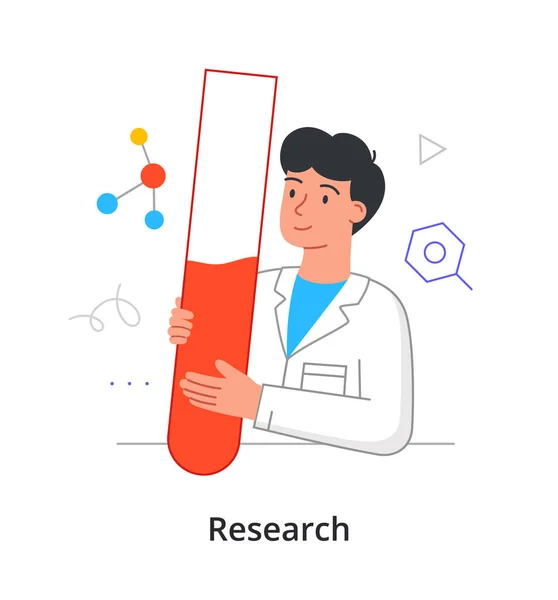 Vidám férfi tudós dolgozik orvosi kutatások laboratóriumi fehér háttér — Stock Vector