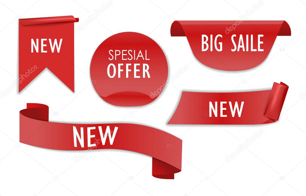 Set of best choice, order now, special offer, new and big sale banners on white background