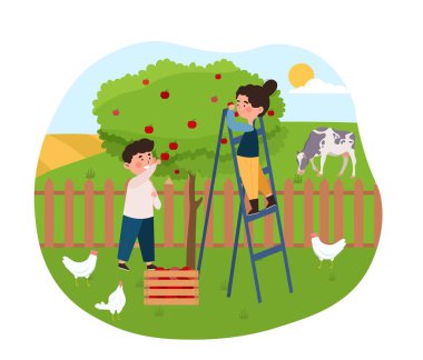 Çocuklar ev işi yapar.