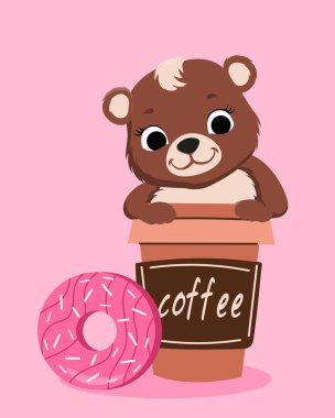 Kahve ve donutlu oyuncak ayı..