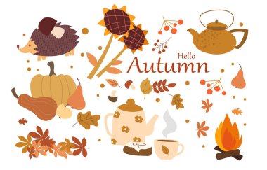 Sonbaharı sembolize eden eşyalar.