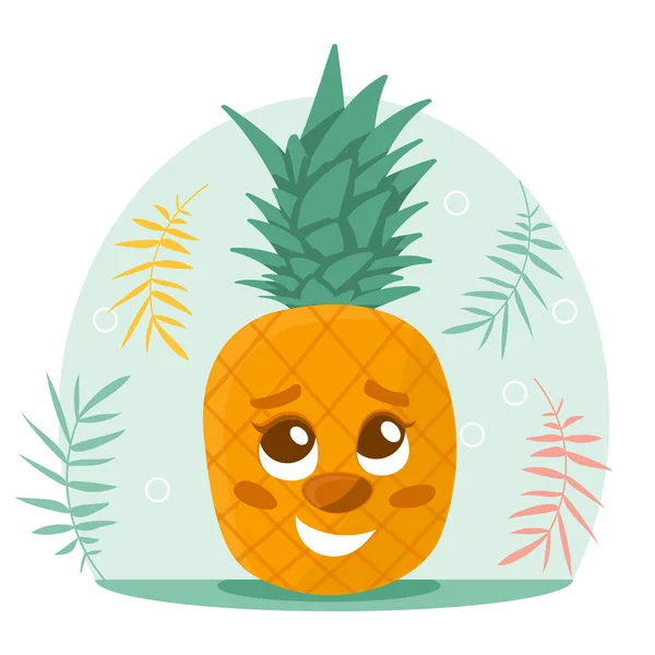 Ananas frais souriant — Image vectorielle