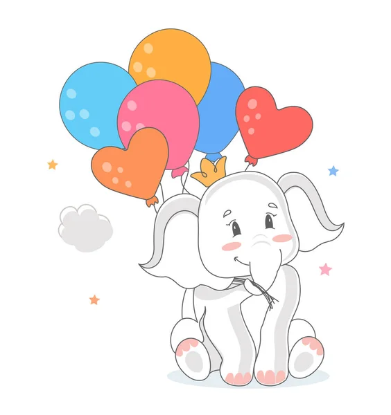 Slon s balonky — Stockový vektor