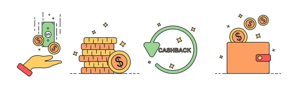 Conjunto de ícones Cashback — Vetor de Stock