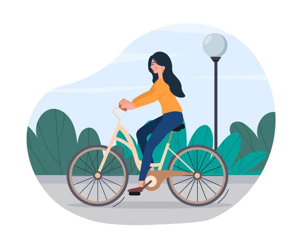 Donna guida concetto di bicicletta — Vettoriale Stock