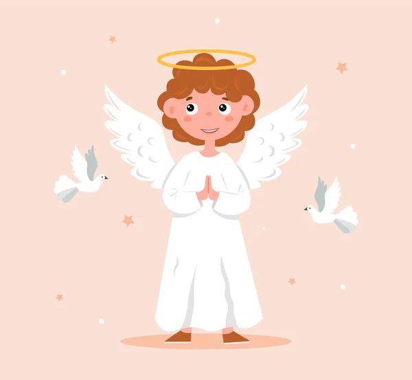 Bonito desenho animado anjo de Natal — Vetor de Stock