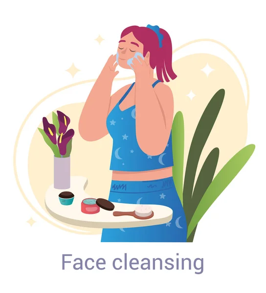 Conceito de limpeza facial —  Vetores de Stock