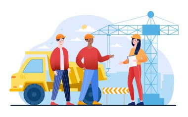 Kadın mühendis inşaat işçisine emir verdi.