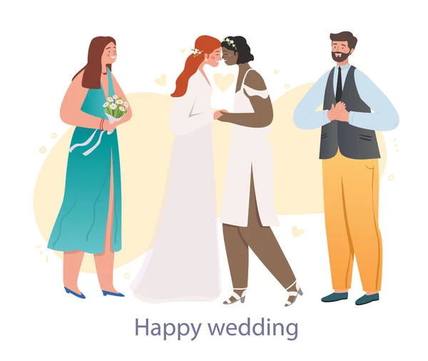 Glückliche lesbische Hochzeit — Stockvektor