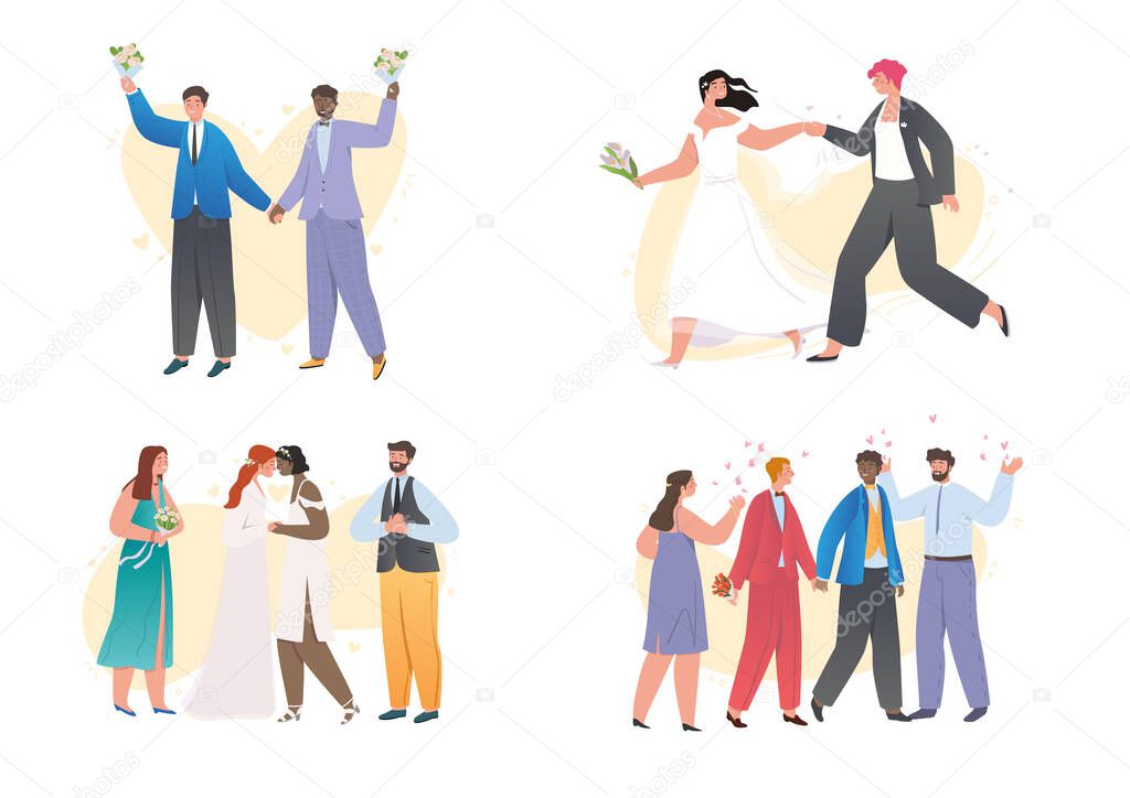 Collection of newlyweds with non traditional orientation