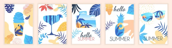 Conjunto de brilhantes imagens de verão — Vetor de Stock