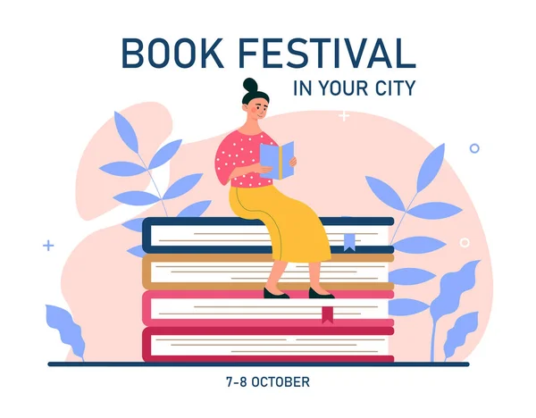 Affiche pour le festival des livres — Image vectorielle