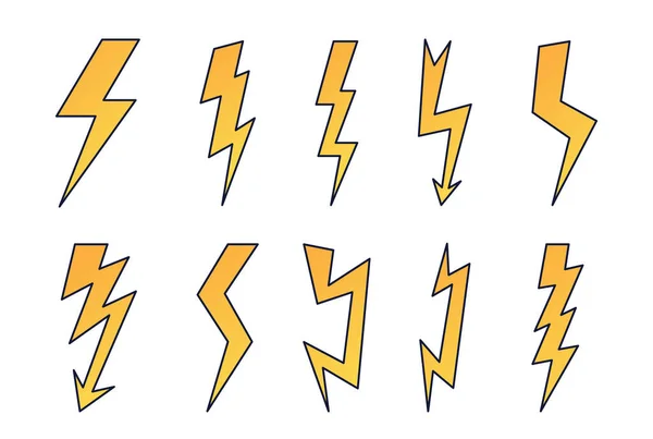 Set of cartoon lightning — Stock Vector