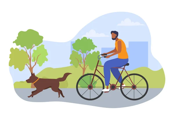 Man riding with dog — Stock Vector